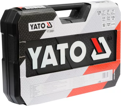 Yato szerszámkészlet 129 részes 1/4", 3/8", 1/2" CrV CrMo