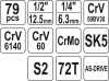 YATO Szerszámkészlet 79 részes 1/2 col 1/4 col CrVCrMo