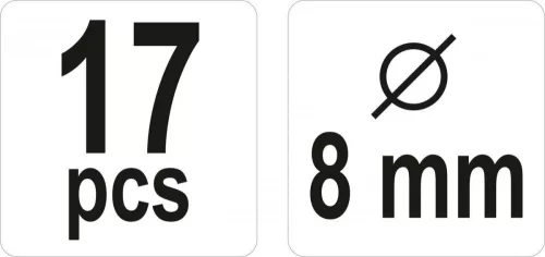 Yato tipliző készlet 8 mm 17 részes