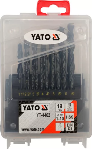 Yato fémfúró készlet 19 részes 1,0-10,0 mm HSS