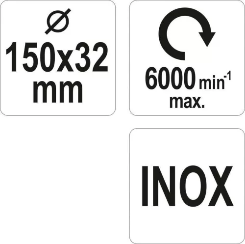Yato körkefe 150 x 32 mm szűkítőgyűrűkkel inox