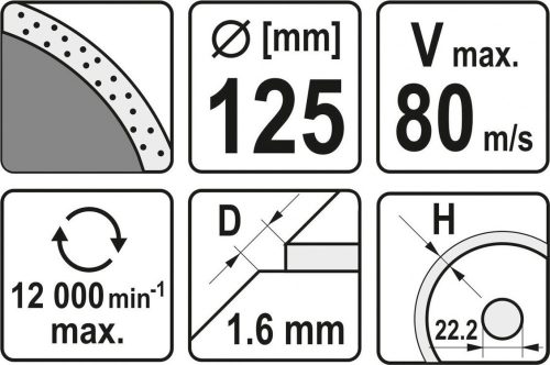 Yato gyémánt vágókorong 125 x 1,6 x 10 x 22,2 mm folytonos