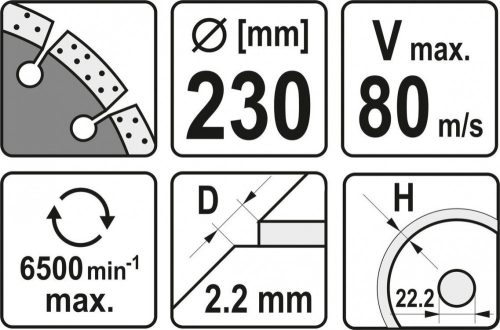 Yato gyémánt vágókorong 230 x 2,2 x 10 x 22,2 mm szegmentált
