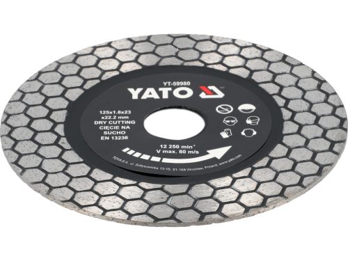 Yato gyémánt vágókorong legkeményebb csempékhez, száraz 125mm