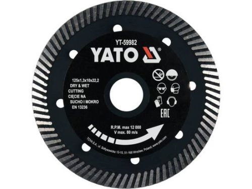Yato gyémánt vágókorong 125 x 1,3 x 10 x 22,2 mm turbó