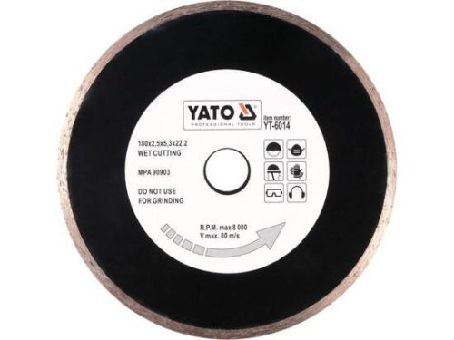 Yato gyémánt vágókorong 180 x 2,5 x 5,3 x 22,2 mm folytonos