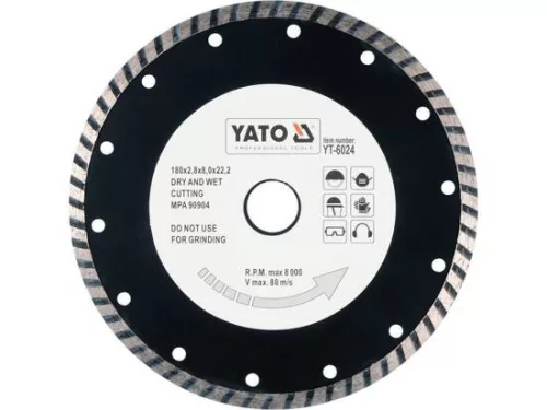 Yato gyémánt vágókorong 180 x 2,8 x 8,0 x 22,2 mm turbo