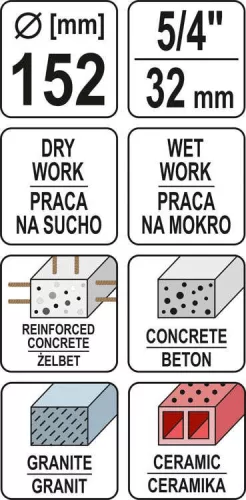 Yato gyémánt fúrókorona 122 mm