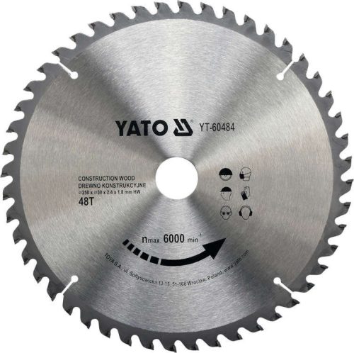 Yato Fűrésztárcsa fához 250 x 30 x 1,8 mm / 48T