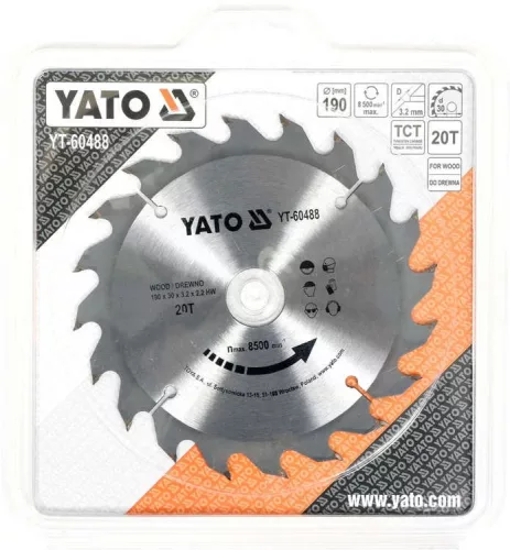 Yato fűrésztárcsa fához 190 x 30 x 2,2 mm / 20T