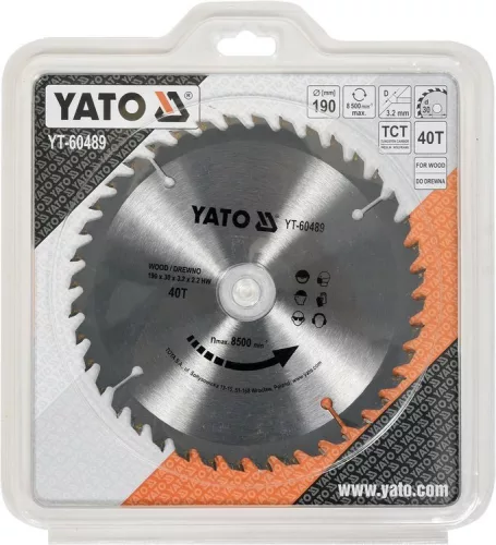Yato fűrésztárcsa fához 190 x 30 x 3,2 mm / 40T