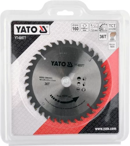 Yato fűrésztárcsa fához 160 x 20 x 1,5 mm / 36T