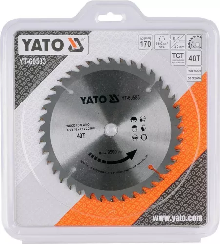 Yato fűrésztárcsa fához 170 x 16 x 2,2 mm / 40T