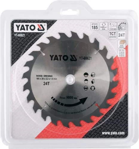 Yato fűrésztárcsa fához 185 x 20 x 1,5 mm / 24T