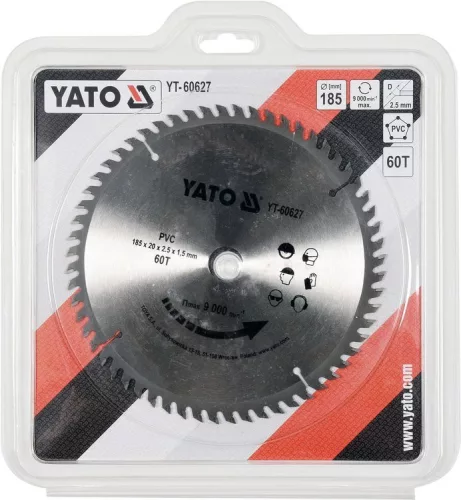Yato fűrésztárcsa PVC-hez 185 x 20 x 1,5 mm / 60T