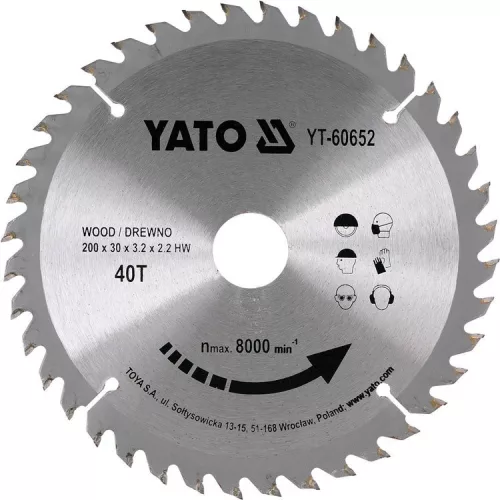 Yato fűrésztárcsa fához 200 x 30 x 2,2 mm / 40T