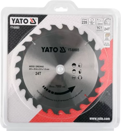 Yato fűrésztárcsa fához 235 x 25,4 x 1,8 mm / 24T