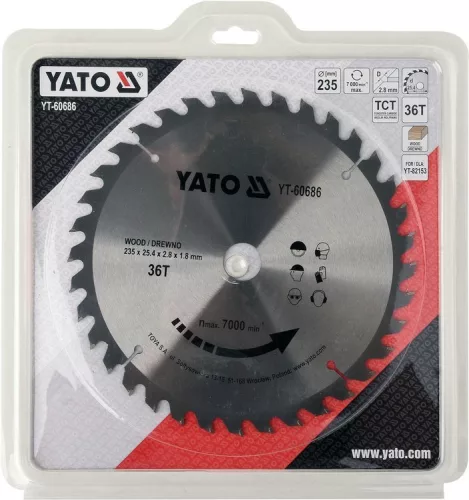 Yato fűrésztárcsa fához 235 x 25,4 x 1,8 mm / 36T