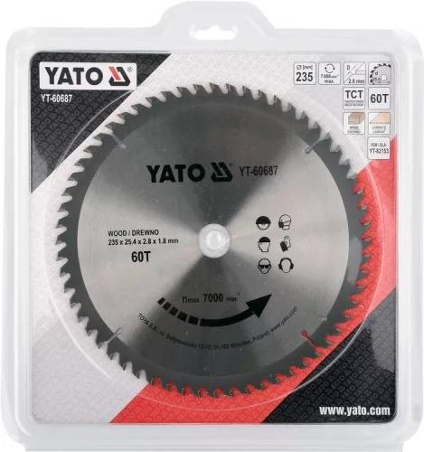 Yato fűrésztárcsa fához 235 x 25,4 x 1,8 mm / 60T