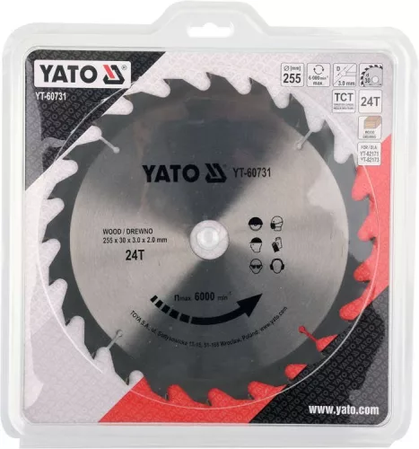 Yato fűrésztárcsa fához 255 x 30 x 2,0 mm / 24T