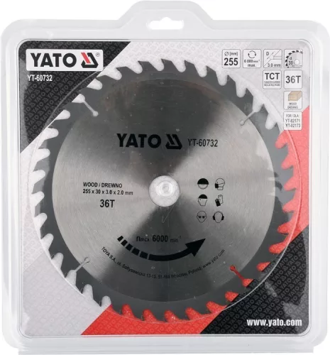 Yato fűrésztárcsa fához 255 x 30 x 2,0 mm / 36T