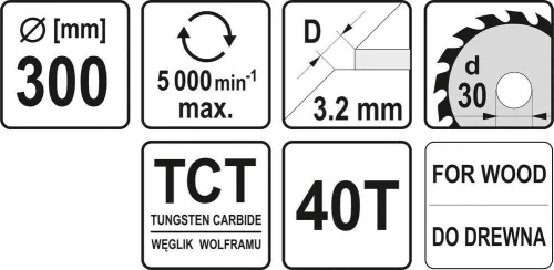 Yato fűrésztárcsa fához 300 x 30 x 2,0 mm / 40T