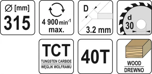 Yato fűrésztárcsa fához 315 x 30 x 3,2 mm / 40T