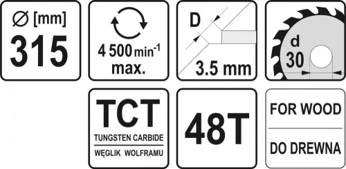 Yato fűrésztárcsa fához 315 x 30 x 2,5 mm / 48T