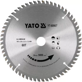 Yato fűrésztárcsa alumíniumhoz 180 x 20 x 1,5 mm / 60T