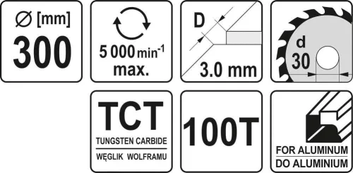 Yato fűrésztárcsa alumíniumhoz 300 x 30 x 2,2 mm / 100T