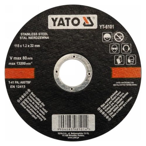 Yato vágókorong fémre 115 x 1,2 x 22 mm inox