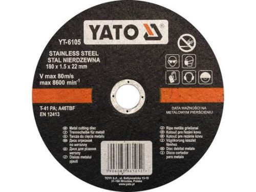 Yato vágókorong fémre 180 x 1,5 x 22,2 mm inox