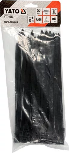 Yato kábelkötegelő fekete 200 x 7,6 mm (50 db/cs)
