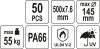 Yato kábelkötegelő fekete 500 x 7,6 mm (50 db/cs)