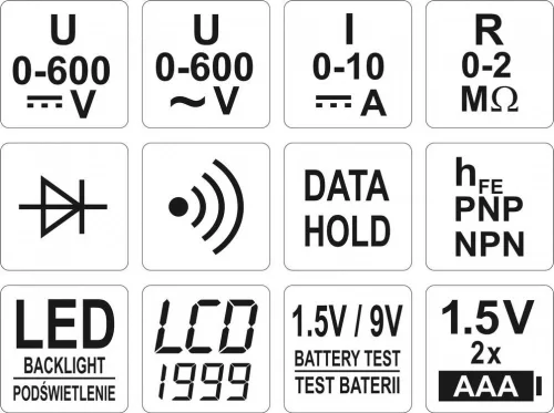 Yato digitális multiméter DC600V