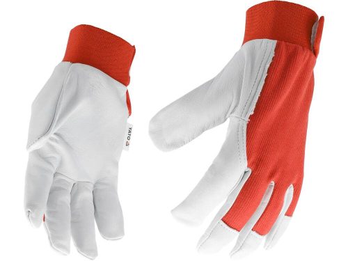 Yato munkavédelmi kesztyű 10-es méret bőr-pamut piros