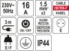 Yato Elektromos hosszabbító 4-es elosztó 3 m 3 x 1,5 mm2