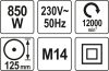 YATO Sarokcsiszoló 125mm 850W
