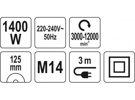 Yato elektromos sarokcsiszoló fordulatszám szabályzós 125 mm 1400 W