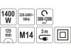 Yato Elektromos sarokcsiszoló fordulatszám szabályzós 125 mm 1400 W