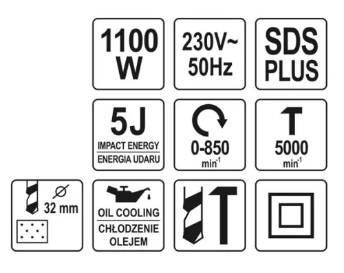 Yato elektromos fúrókalapács SDS-Plus 5 J 1100 W