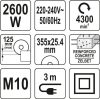 Yato elektromos betonvágó 350 mm 2600 W