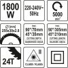 Yato elektromos gérvágó lézeres 255 mm 1800 W