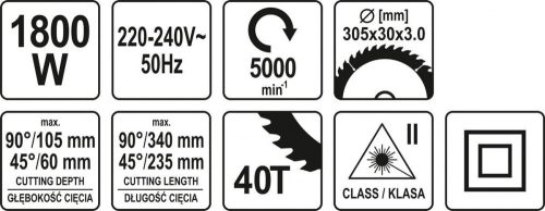 Yato elektromos gérvágó lézeres 305 mm 1800 W