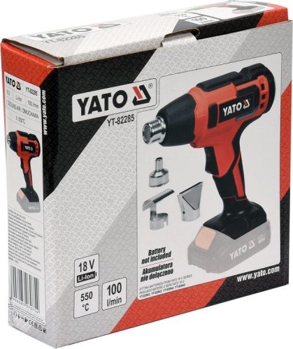 Yato akkus hőlégfúvó 550 °C 18 V Li-Ion (akku + töltő nélkül)