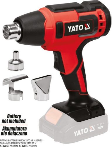 Yato akkus hőlégfúvó 550 °C 18 V Li-Ion (akku + töltő nélkül)