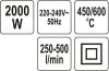 Yato elektromos hőlégfúvó tartozékokkal 450 - 600 °C 2000 W