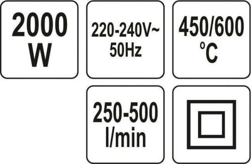 Yato elektromos hőlégfúvó tartozékokkal 450 - 600 °C 2000 W