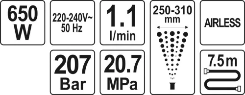 Yato elektromos festékszóró 650 W 1,1 liter/perc