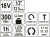 Yato akkus ütvecsavarozó 300 Nm 18 V Li-Ion (akku + töltő nélkül)
